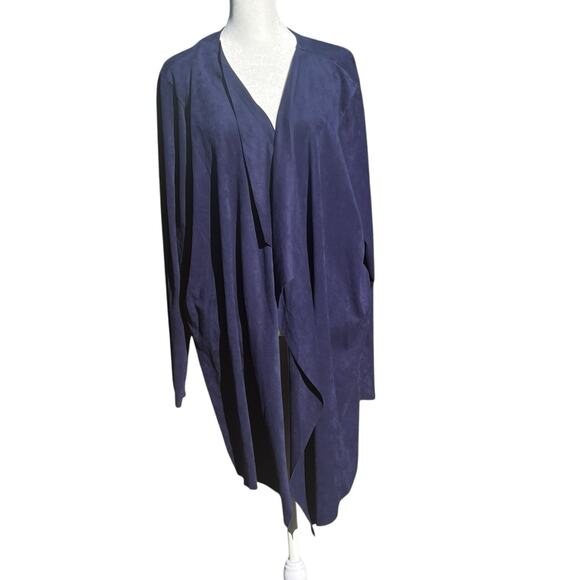 Soft Surroundings Blue Velvet Kimono Long Open Cardigan Holiday Size 3X Draped - Picture 1 of 10